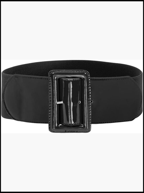 Stretchy Elastic Belt with PU Leather, 3 Inch Wide Vintage Style main image 5